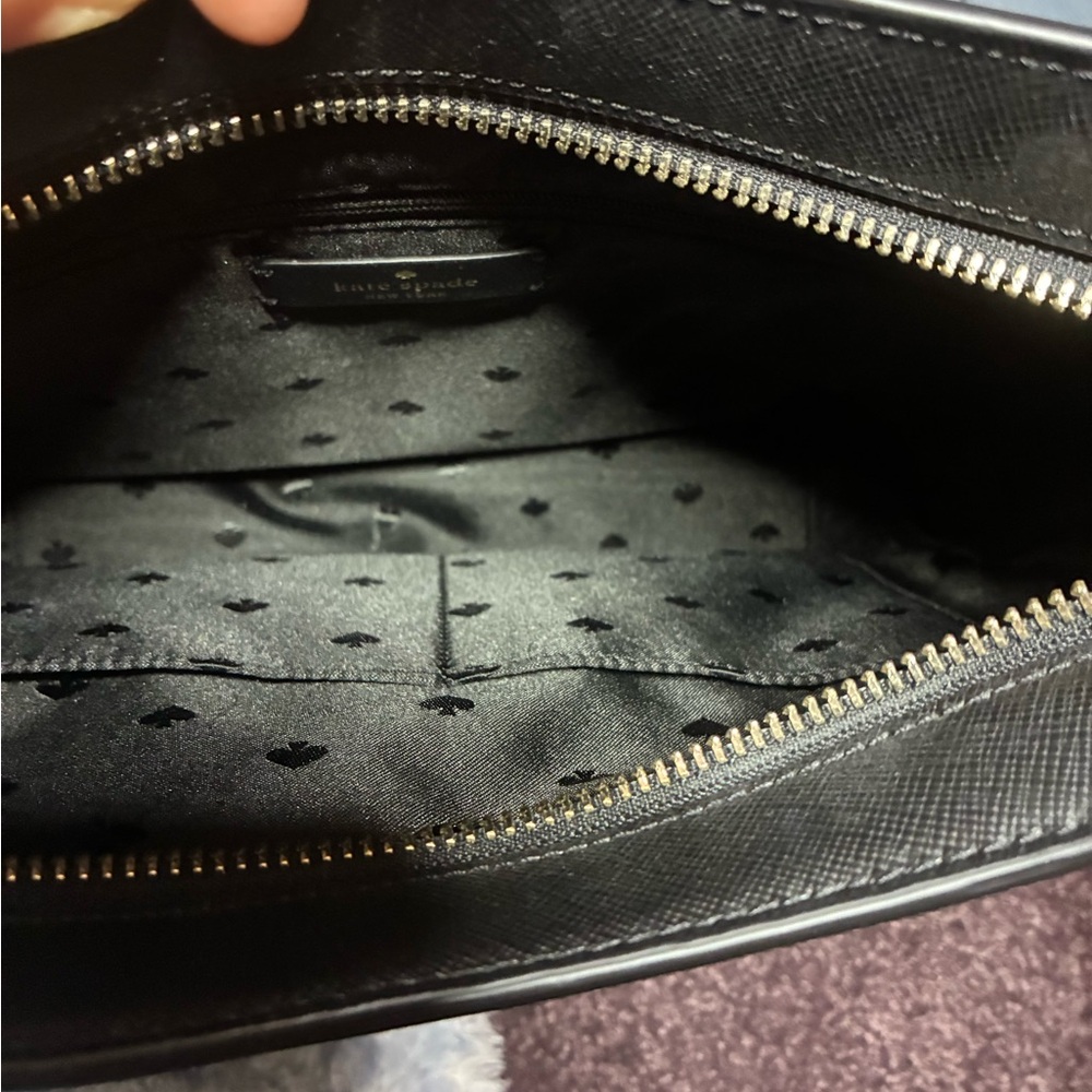 NWOT Kate Spade Perry Elegant Black Leather Shoulder Bag w Strap New York Perry - Picture 6 of 8